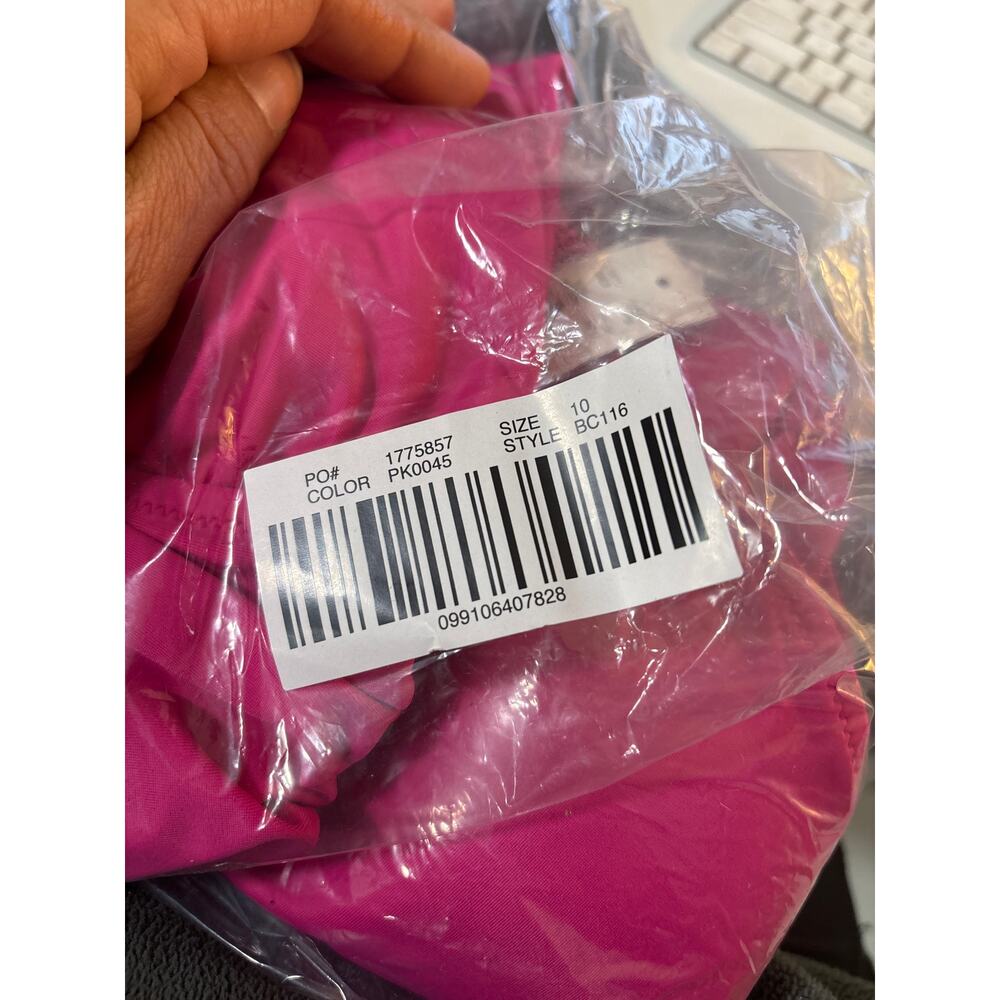 NWT J. Crew One Piece Swimsuit, Ruched Deep V-neck, Hot Pink, Sz 10 - Picture 6 of 6